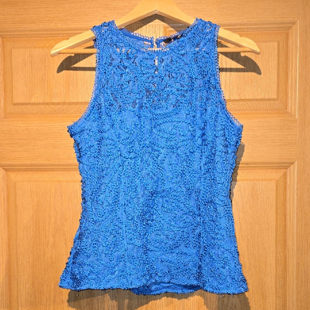 White House Black Market Cobalt Blue Textured Sleeveless Tank